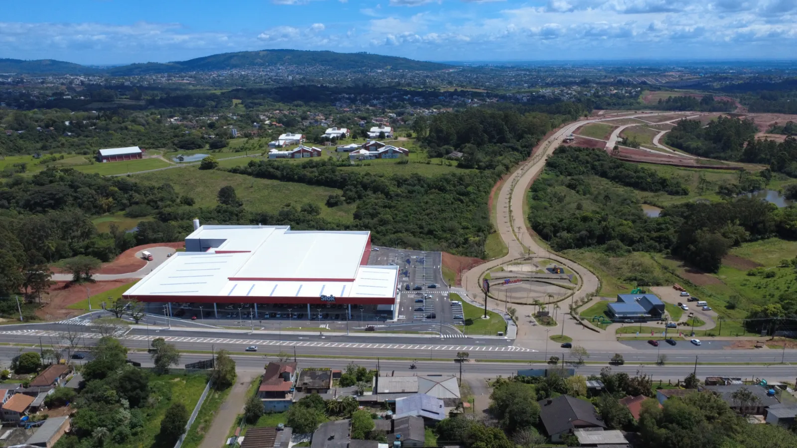 Vista aérea de bairro planejado da Nova Harmonia